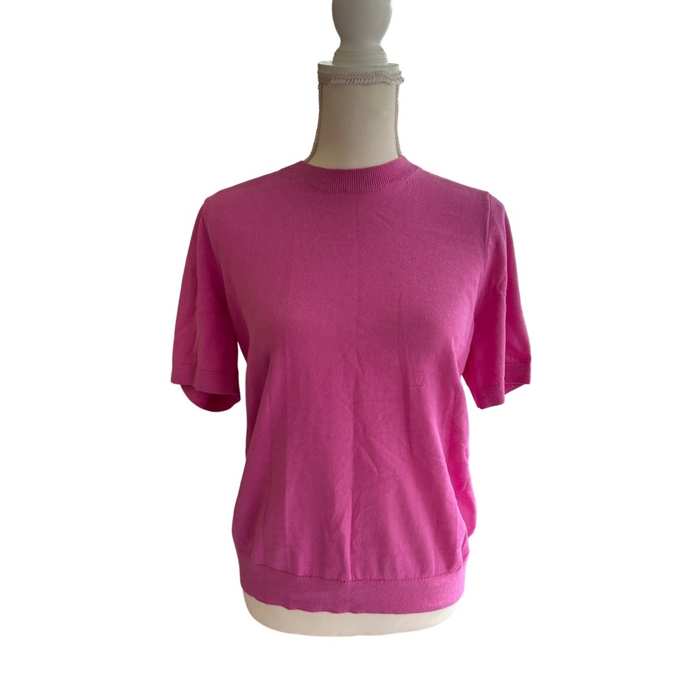 J.Crew Pink Cotton Short Sleeve Knit Top Crewneck Sweater Women's Medium